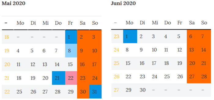 Brandenburg Brueckentage Mai-Juni 2020